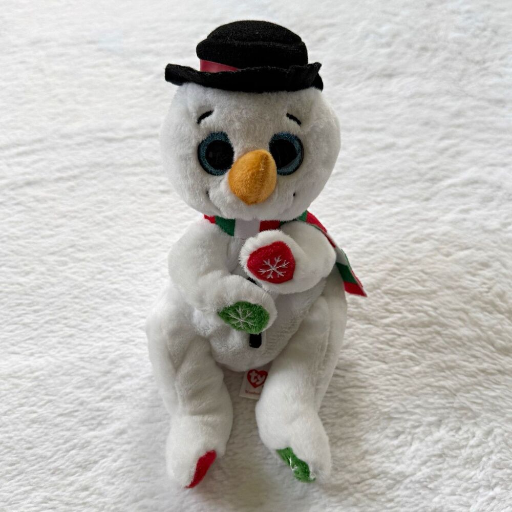 Ty Beanie Boos Weatherby Snowman Plush Beanbag Stuffed Animal Hat Scarf 2023